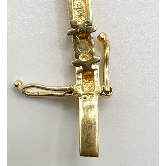 Gold Plated Sterling Silver Rhinestone Tennis Bracelet 7.5” - Picture 6 of 6